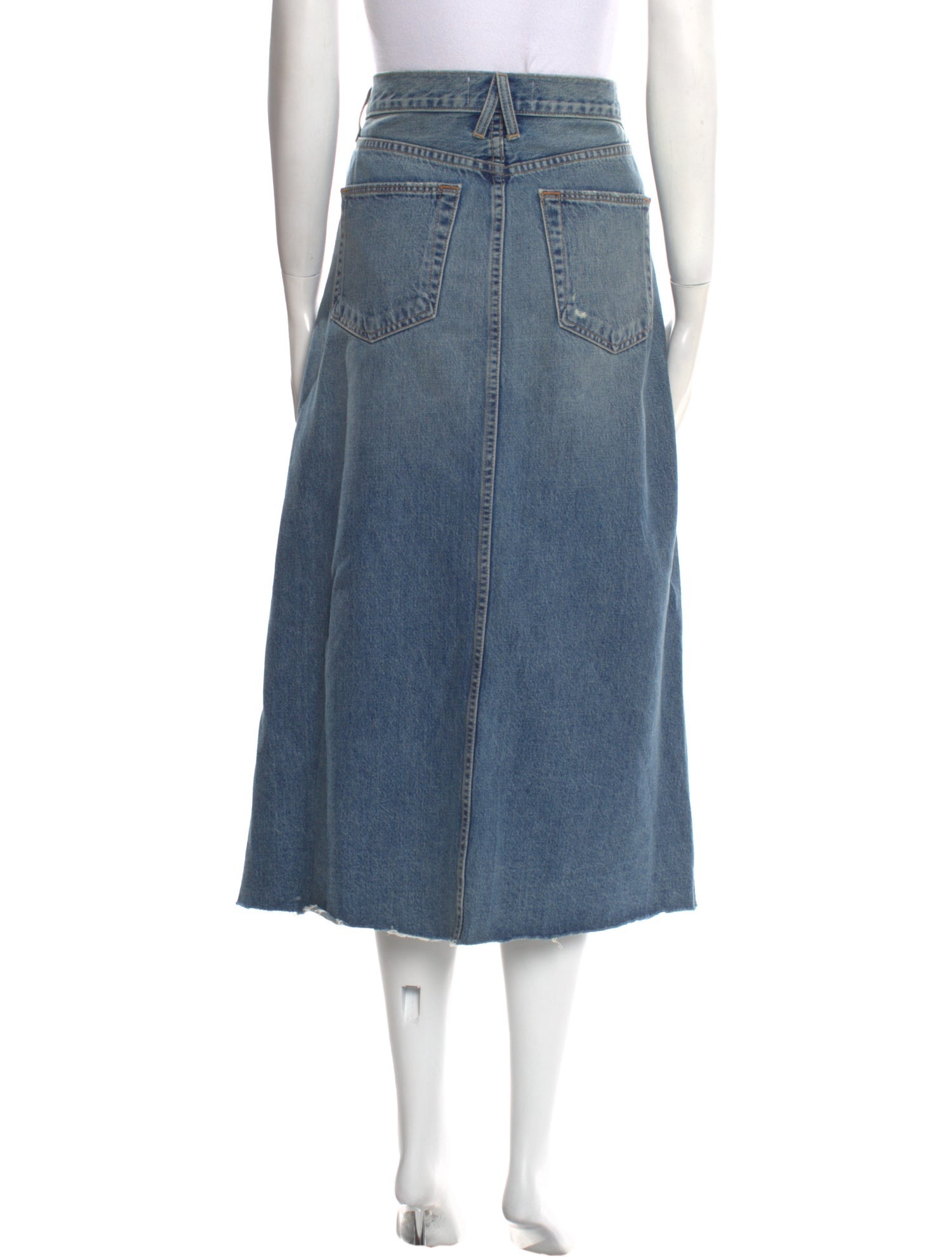 SLVRLAKE Raw-Edge Trim Midi Length Skirt